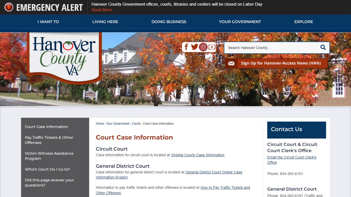 Court Case Information | Hanover County, VA